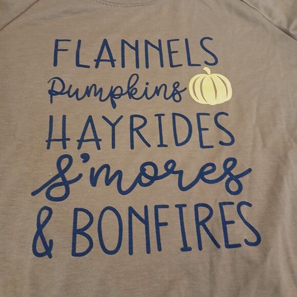 Pumpkin colored Large Long-Sleeve Fall-Themed Knit Shirt Raglan-sleeved - Picture 4 of 10